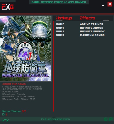 Earth Defense Force 4.1 : Wing Diver The Shooter v1.0 (64Bits) Trainer +